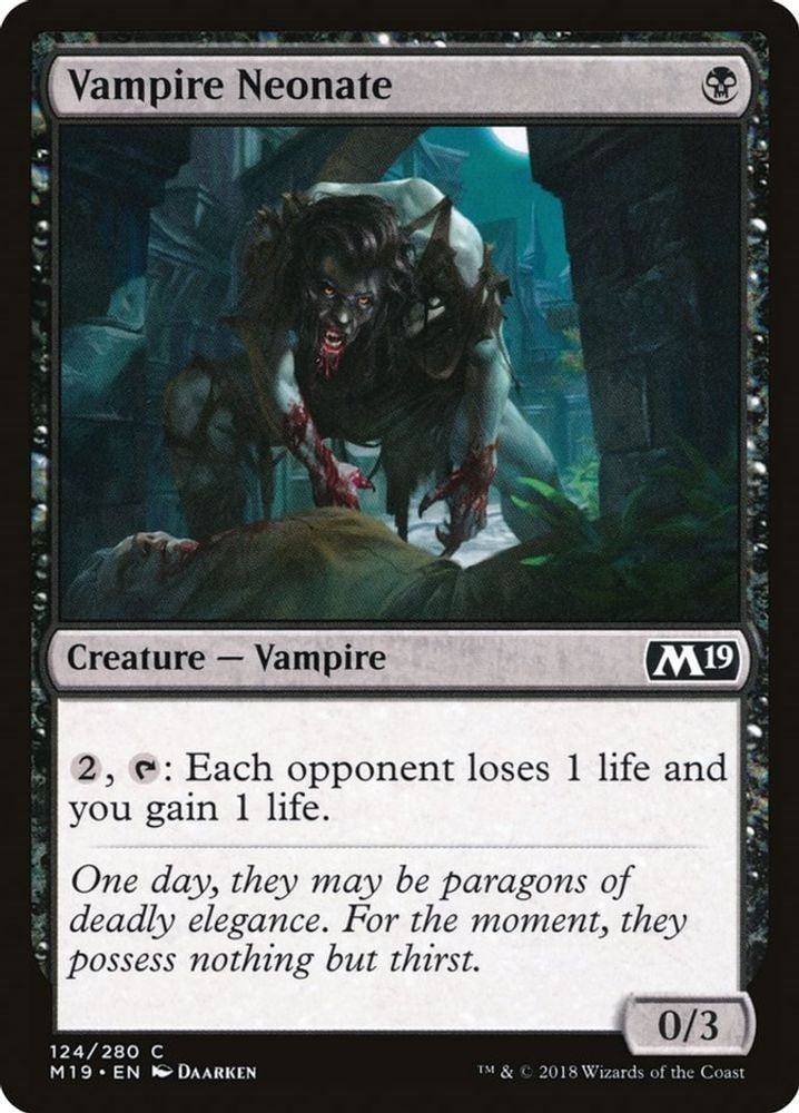 2018 Magic: The Gathering: Core Set 2019 (M19) - Vampire Neonate (#124, Common) (, Near Mint)