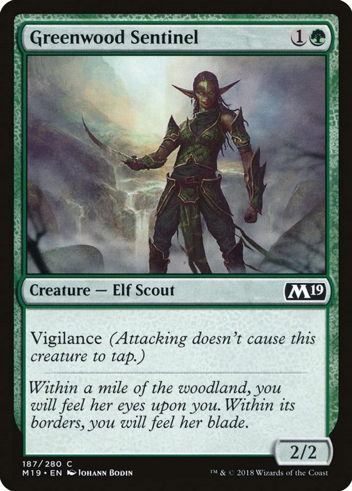 2018 Magic: The Gathering: Core Set 2019 (M19) - Greenwood Sentinel (#187, Common) (, Near Mint)