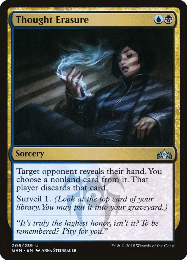 2018 Magic: The Gathering: Guilds of Ravnica (GRN) - Thought Erasure (#206, Uncommon) (, Near Mint)
