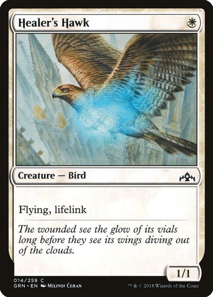 2018 Magic: The Gathering: Guilds of Ravnica (GRN) - Healers Hawk (#14, Common) (, Near Mint)