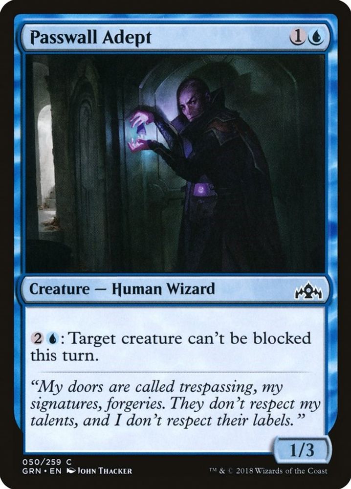 2018 Magic: The Gathering: Guilds of Ravnica (GRN) - Passwall Adept (#50, Common) (, Near Mint)