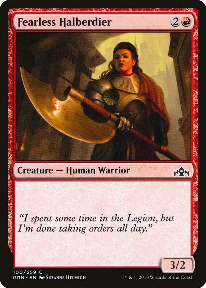 2018 Magic: The Gathering: Guilds of Ravnica (GRN) - Fearless Halberdier (#100, Common) (, Near Mint)