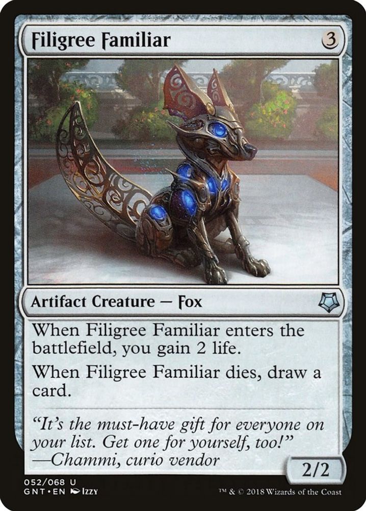 2018 Magic: The Gathering: Magic Game Night (GNT) - Filigree Familiar (#52, Uncommon) (, Near Mint)