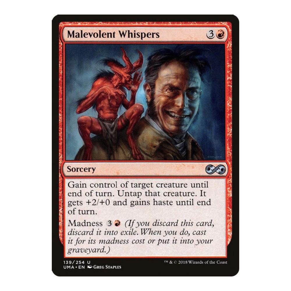 2018 Magic: The Gathering: Ultimate Masters (UMA) - Malevolent Whispers (#139, Uncommon) (, Near Mint)