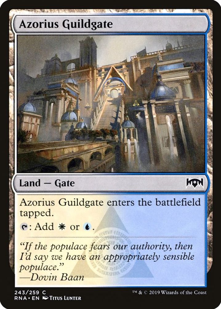 2019 Magic: The Gathering: Ravnica Allegiance (RNA) - Azorius Guildgate 243 (#243, Common) (, Near Mint)