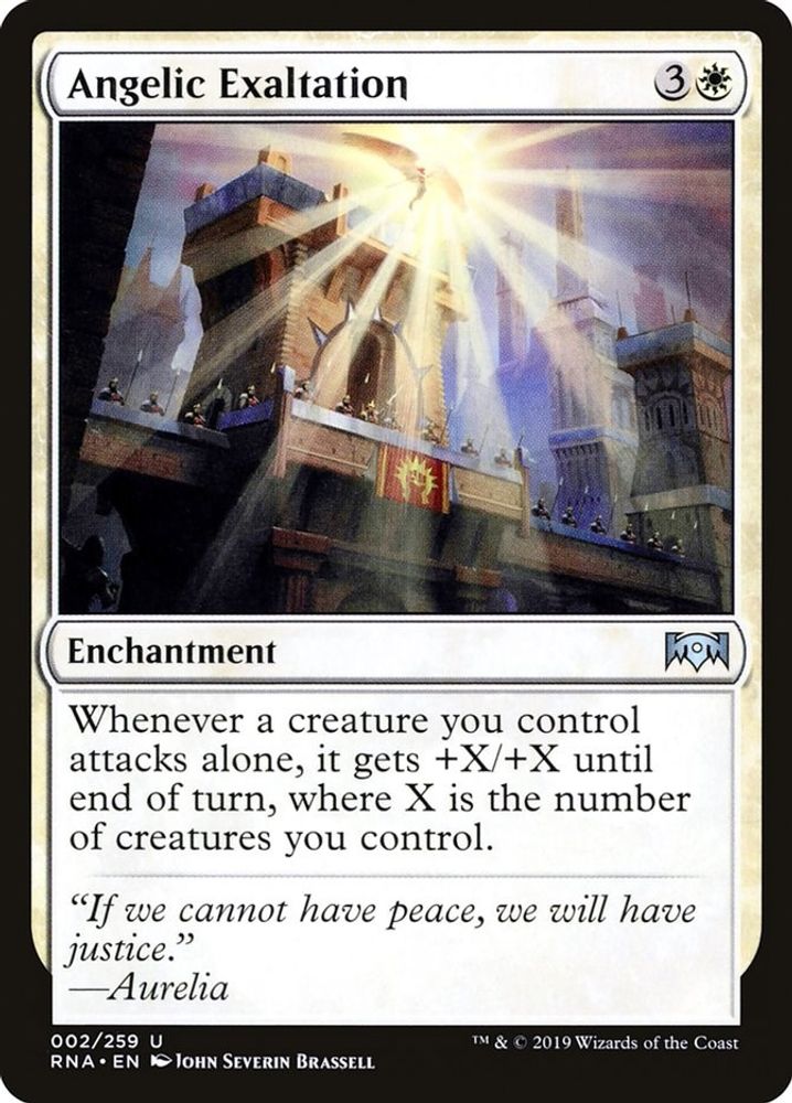 2019 Magic: The Gathering: Ravnica Allegiance (RNA) - Angelic Exaltation (#2, Uncommon) (, Near Mint)