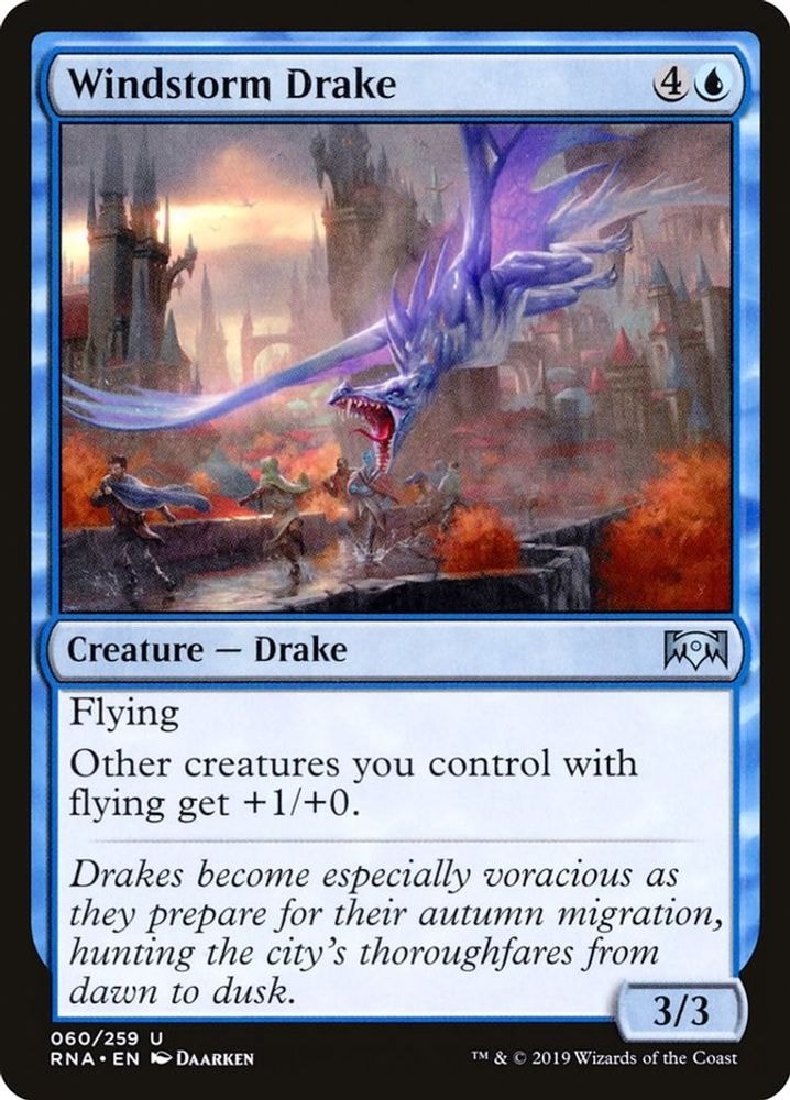 2019 Magic: The Gathering: Ravnica Allegiance (RNA) - Windstorm Drake (#60, Uncommon) (, Near Mint)