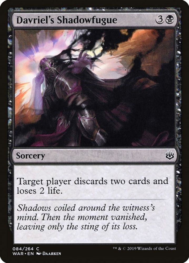 2019 Magic: The Gathering: War of the Spark (WAR) - Davriels Shadowfugue (#84, Common) (, Near Mint)