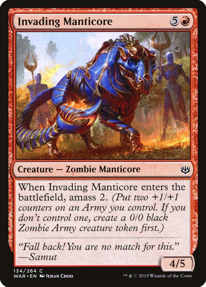 2019 Magic: The Gathering: War of the Spark (WAR) - Invading Manticore (#134, Common) (, Near Mint)