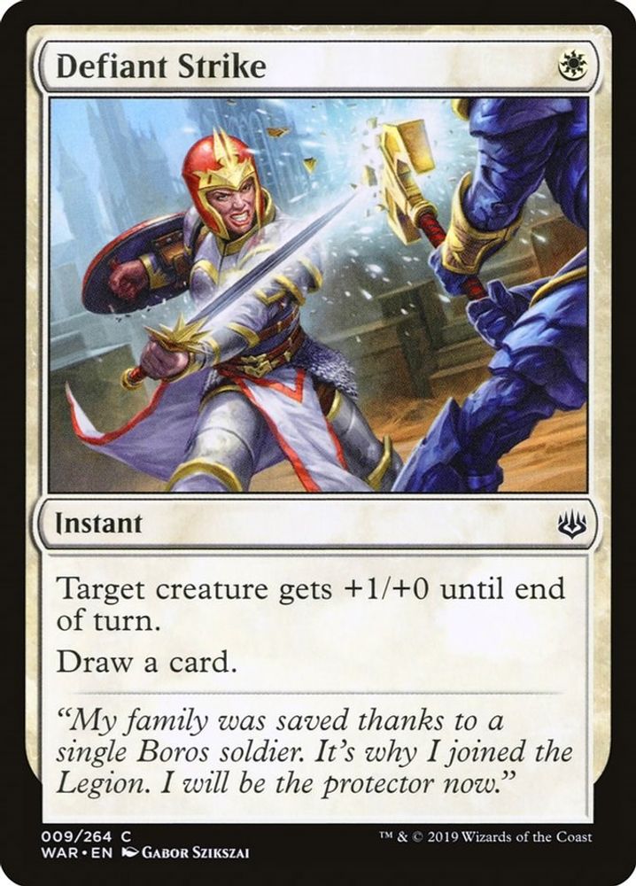2019 Magic: The Gathering: War of the Spark (WAR) - Defiant Strike (#9, Common) (, Near Mint)