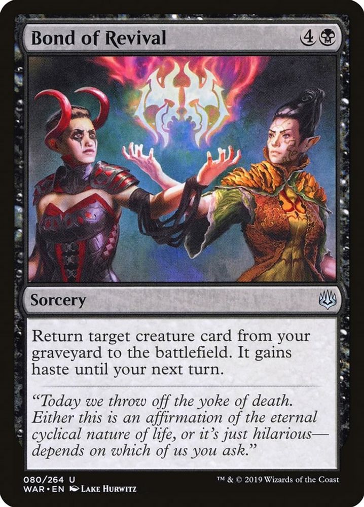 2019 Magic: The Gathering: War of the Spark (WAR) - Bond of Revival (#80, Uncommon) (, Near Mint)