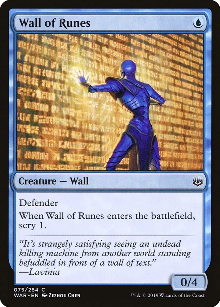2019 Magic: The Gathering: War of the Spark (WAR) - Wall of Runes (#75, Common) (, Near Mint)