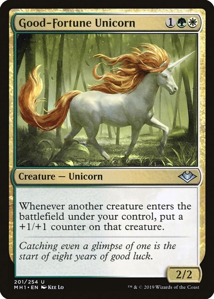 2019 Magic: The Gathering: Modern Horizons (MH1) - Good Fortune Unicorn (#201, Uncommon) (, Near Mint)