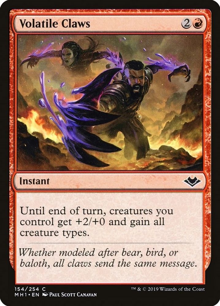 2019 Magic: The Gathering: Modern Horizons (MH1) - Volatile Claws (#154, Common) (, Near Mint)