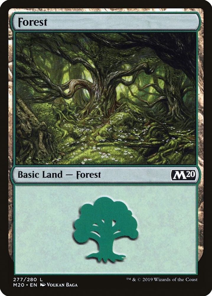2019 Magic: The Gathering: Core Set 2020 (M20) - Forest (#277, Land) (Foil, Near Mint)