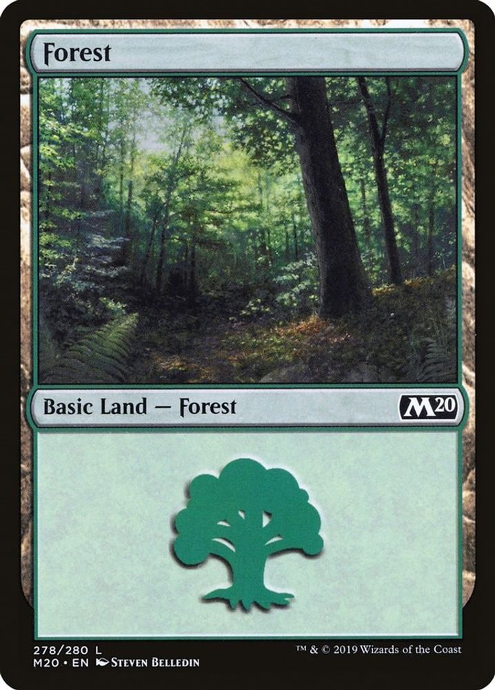 2019 Magic: The Gathering: Core Set 2020 (M20) - Forest 278 (#278, Land) (Foil, Near Mint)