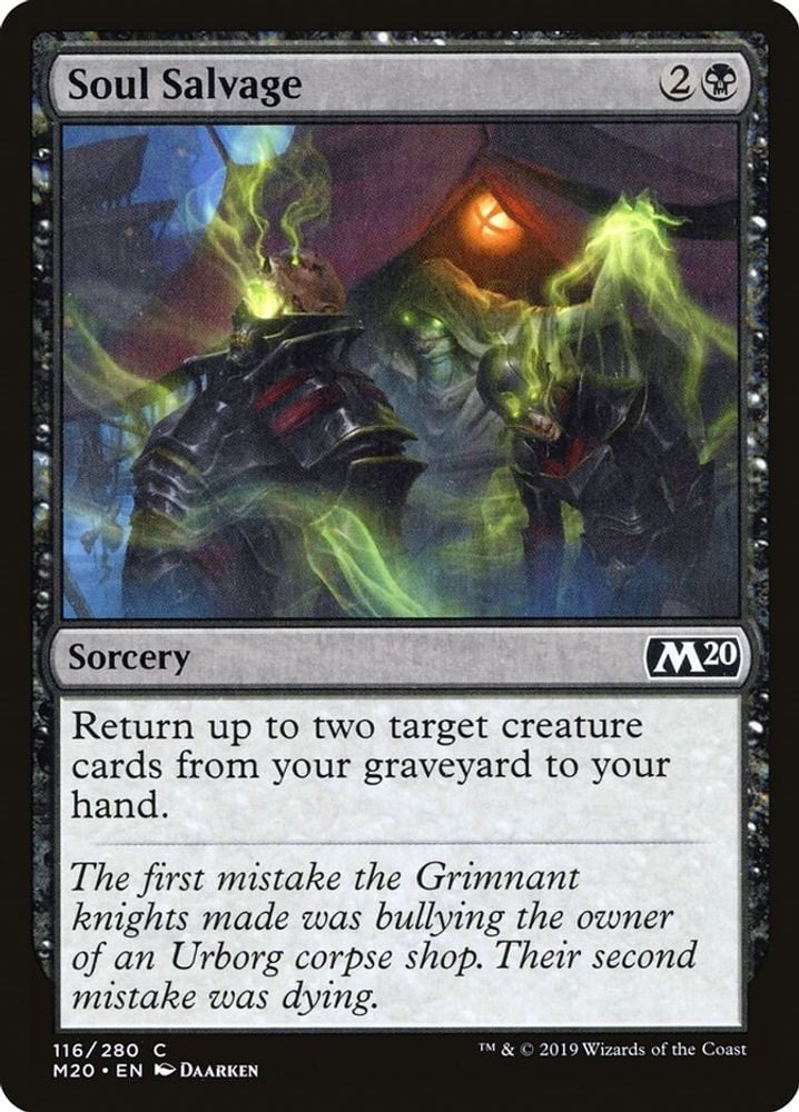 2019 Magic: The Gathering: Core Set 2020 (M20) - Soul Salvage (#116, Common) (, Near Mint)