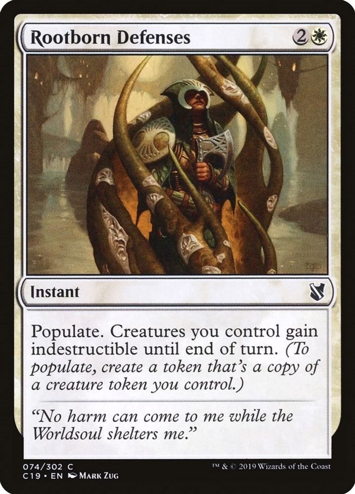 2019 Magic: The Gathering: Commander 2019 (C19) - Rootborn Defenses (#74, Common) (, Near Mint)