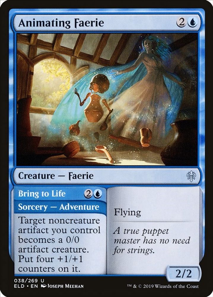 2019 Magic: The Gathering: Throne of Eldraine (ELD) - Animating Faerie (#38, Uncommon) (, Near Mint)