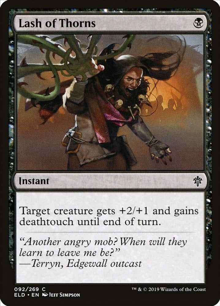 2019 Magic: The Gathering: Throne of Eldraine (ELD) - Lash of Thorns (#92, Common)