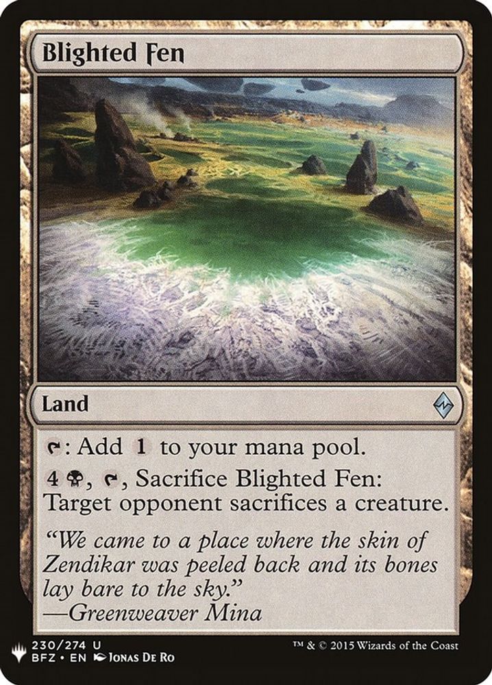 2026 Magic: The Gathering: The List Reprints (LIST) - Blighted Fen (#BFZ-230, Uncommon) (, Near Mint)