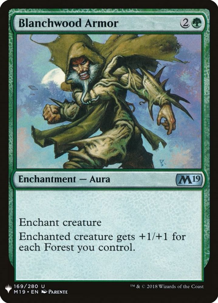 2026 Magic: The Gathering: The List Reprints (LIST) - Blanchwood Armor (#M19-169, Uncommon) (, Near Mint)