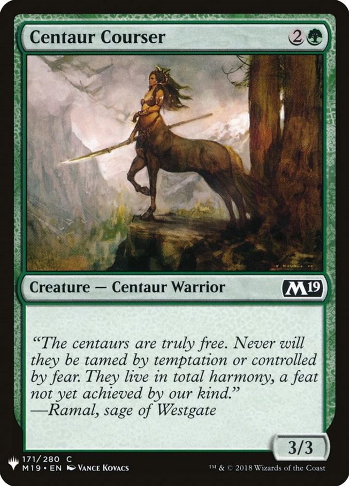 2026 Magic: The Gathering: The List Reprints (LIST) - Centaur Courser (#M19-171, Common) (, Near Mint)
