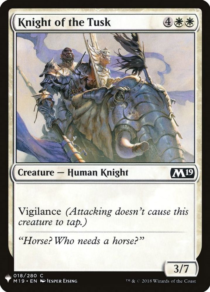 2026 Magic: The Gathering: The List Reprints (LIST) - Knight of the Tusk (#M19-18, Common) (, Near Mint)
