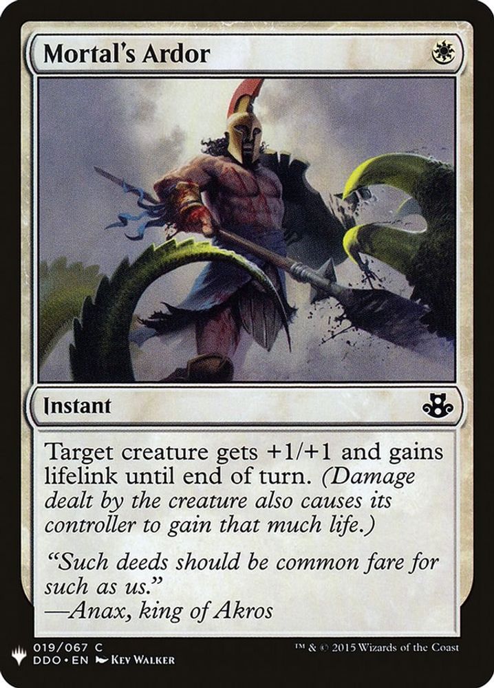 2026 Magic: The Gathering: The List Reprints (LIST) - Mortal's Ardor (#DDO-19, Common) (, Near Mint)