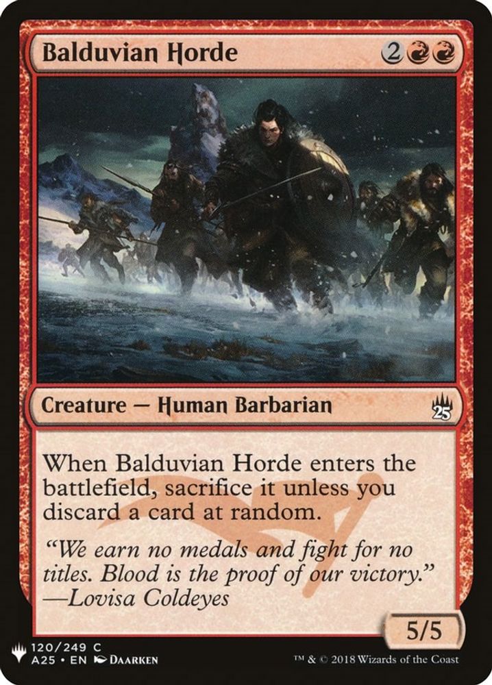 2026 Magic: The Gathering: The List Reprints (LIST) - Balduvian Horde (#A25-120, Common) (, Near Mint)