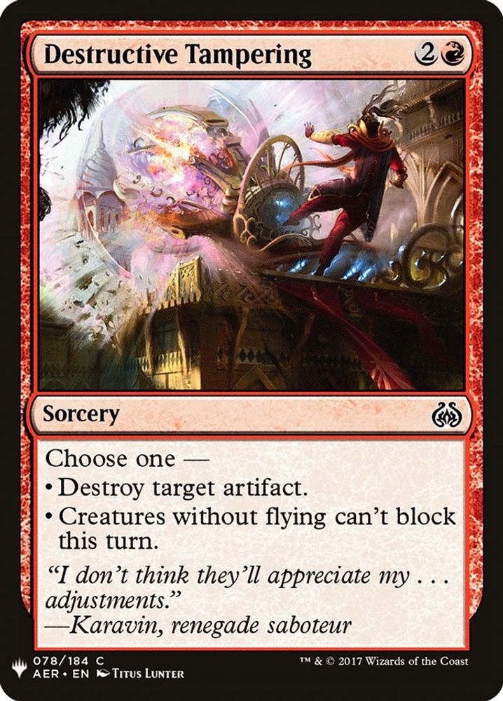 2026 Magic: The Gathering: The List Reprints (LIST) - Destructive Tampering (#AER-78, Common) (, Near Mint)