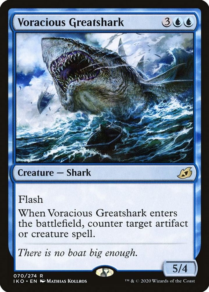 2020 Magic: The Gathering: Ikoria: Lair of Behemoths (IKO) - Voracious Greatshark (#70, Rare) (, Near Mint)