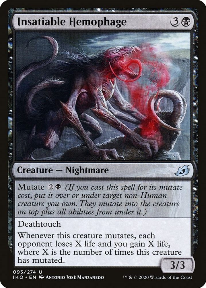 2020 Magic: The Gathering: Ikoria: Lair of Behemoths (IKO) - Insatiable Hemophage (#93, Uncommon) (, Near Mint)