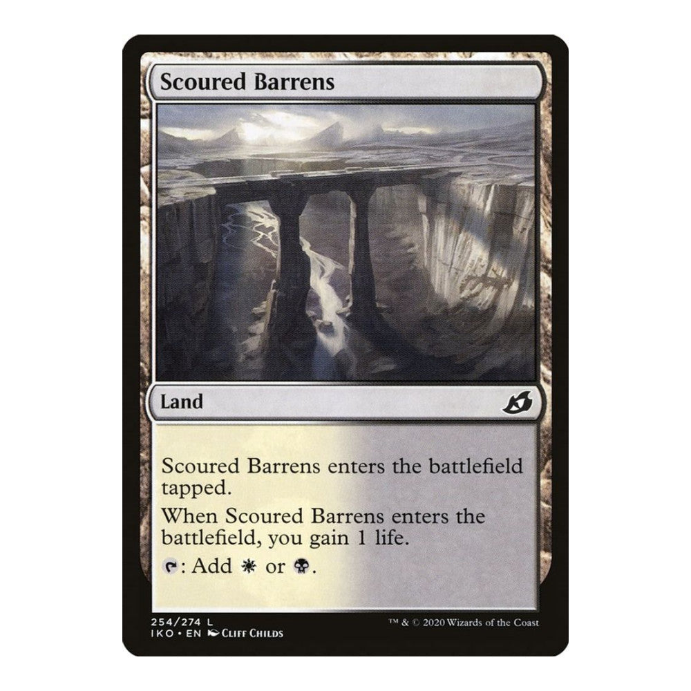 2020 Magic: The Gathering: Ikoria: Lair of Behemoths (IKO) - Scoured Barrens (#254, Land) (, Near Mint)