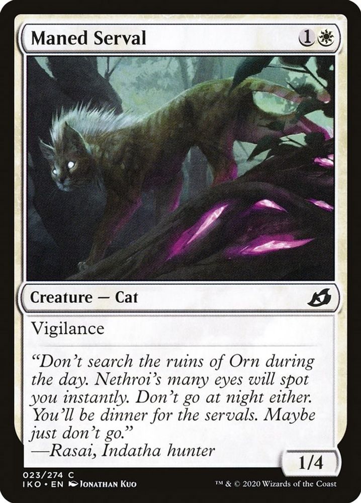 2020 Magic: The Gathering: Ikoria: Lair of Behemoths (IKO) - Maned Serval (#23, Common) (, Near Mint)