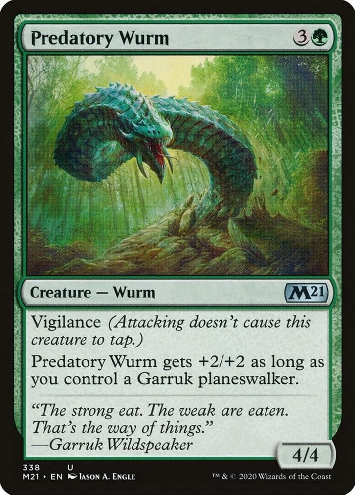 2020 Magic: The Gathering: Core Set 2021 (M21) - Predatory Wurm (#338, Uncommon) (, Near Mint)