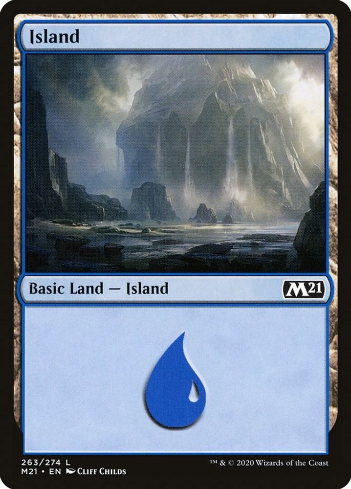 2020 Magic: The Gathering: Core Set 2021 (M21) - Island 263 (#263, Land) (Foil, Near Mint)