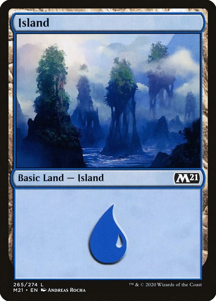 2020 Magic: The Gathering: Core Set 2021 (M21) - Island 265 (#265, Land) (Foil, Near Mint)