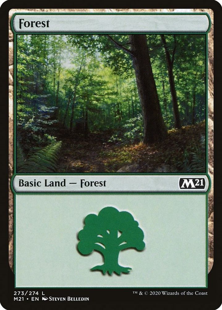 2020 Magic: The Gathering: Core Set 2021 (M21) - Forest 273 (#273, Land) (Foil, Near Mint)