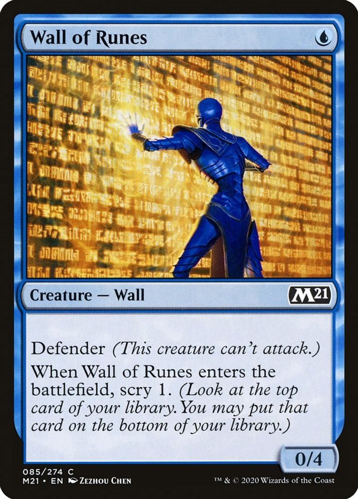 2020 Magic: The Gathering: Core Set 2021 (M21) - Wall of Runes (#85, Common) (, Near Mint)