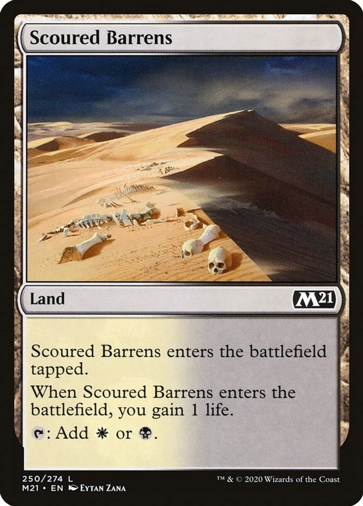 2020 Magic: The Gathering: Core Set 2021 (M21) - Scoured Barrens (#250, Land) (, Near Mint)