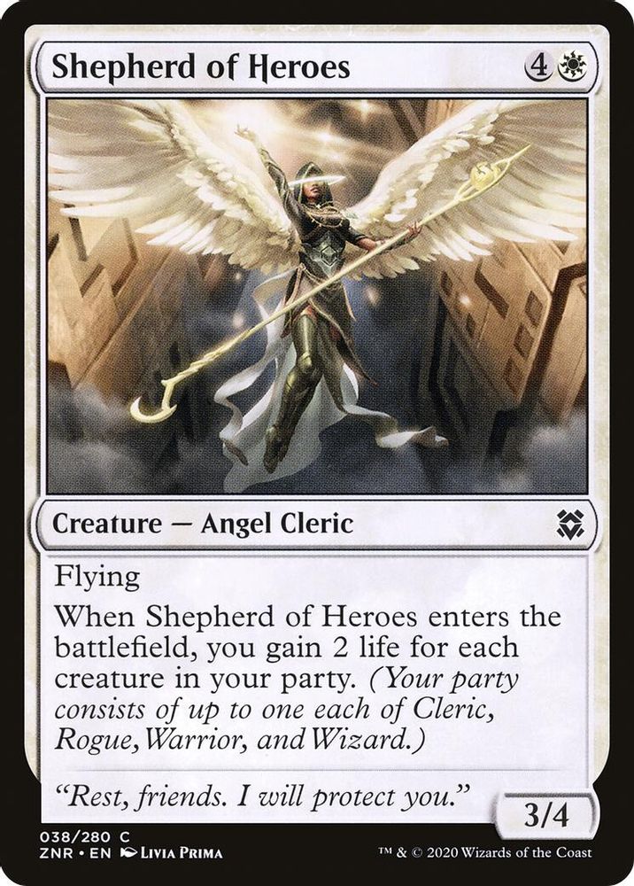 2020 Magic: The Gathering: Zendikar Rising (ZNR) - Shepherd of Heroes (#38, Common) (, Near Mint)