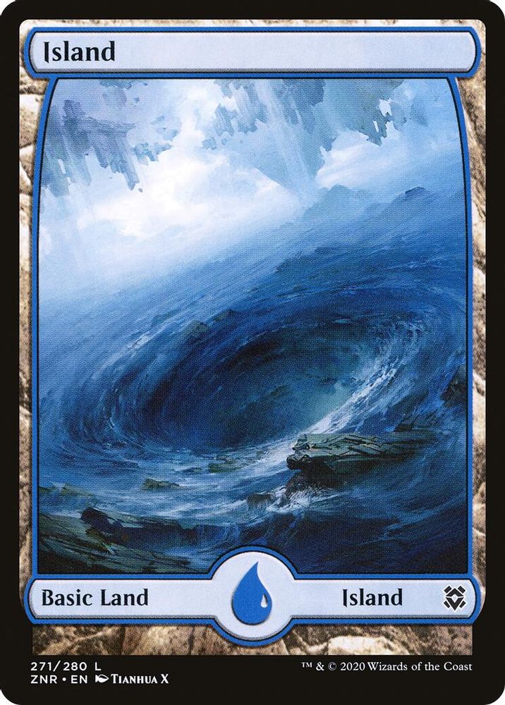 2020 Magic: The Gathering: Zendikar Rising (ZNR) - Island 271 Full Art (#271, Land) (Foil, Near Mint)