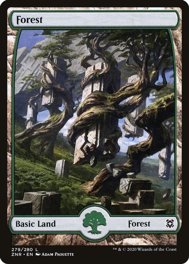 2020 Magic: The Gathering: Zendikar Rising (ZNR) - Forest 279 Full Art (#279, Land) (, Near Mint)