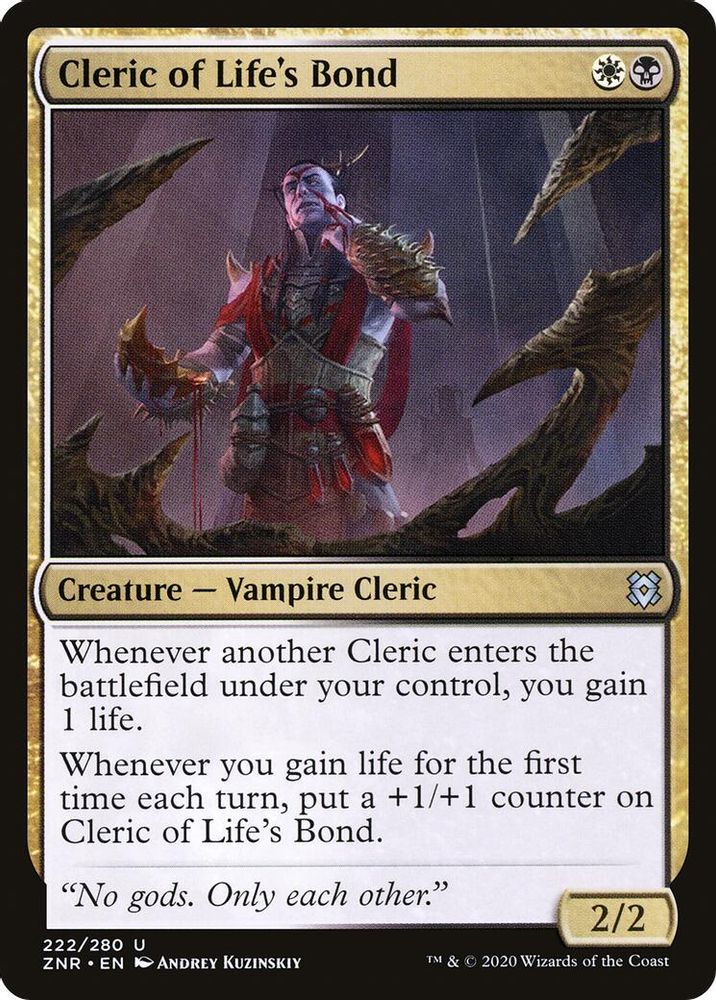 2020 Magic: The Gathering: Zendikar Rising (ZNR) - Cleric of Lifes Bond (#222, Uncommon) (, Near Mint)