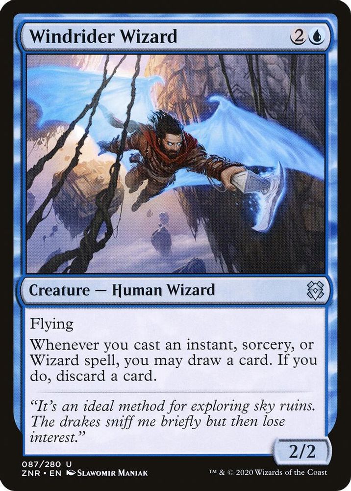 2020 Magic: The Gathering: Zendikar Rising (ZNR) - Windrider Wizard (#87, Uncommon)