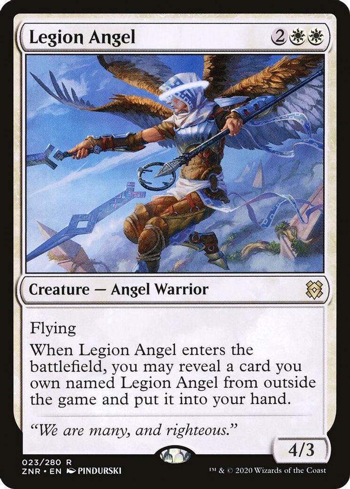 2020 Magic: The Gathering: Zendikar Rising (ZNR) - Legion Angel (#23, Rare) (, Near Mint)
