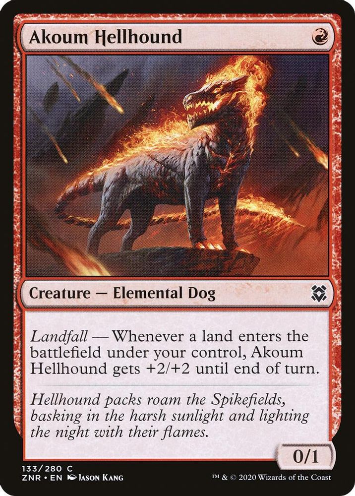 2020 Magic: The Gathering: Zendikar Rising (ZNR) - Akoum Hellhound (#133, Common) (, Near Mint)