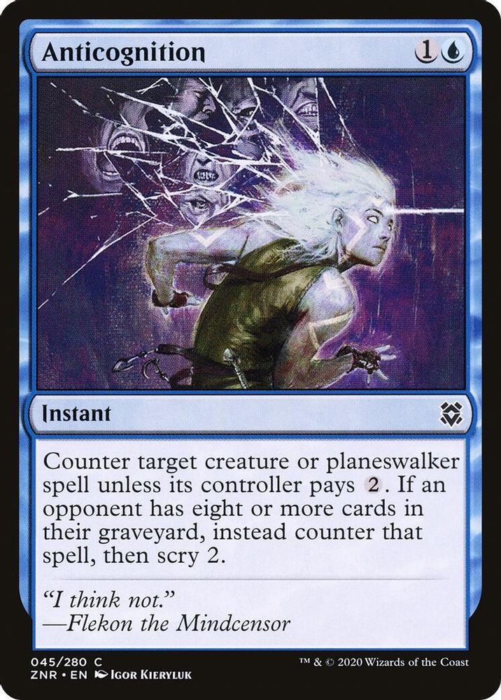 2020 Magic: The Gathering: Zendikar Rising (ZNR) - Anticognition (#45, Common)