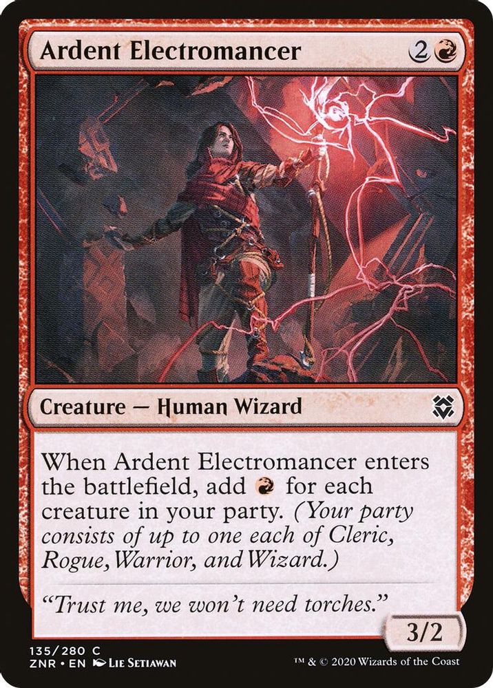2020 Magic: The Gathering: Zendikar Rising (ZNR) - Ardent Electromancer (#135, Common) (, Near Mint)